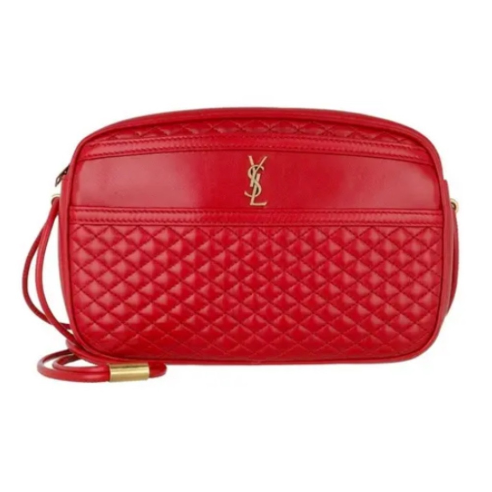 Vintage YSL Saint Laurent Victoire Red Leather Camera Crossbody Bag